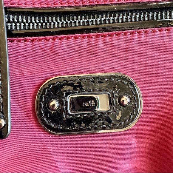 Rafe New York Patent Leather Details Burgundy Canvas Shoulder Bag Purse - Picture 3 of 11